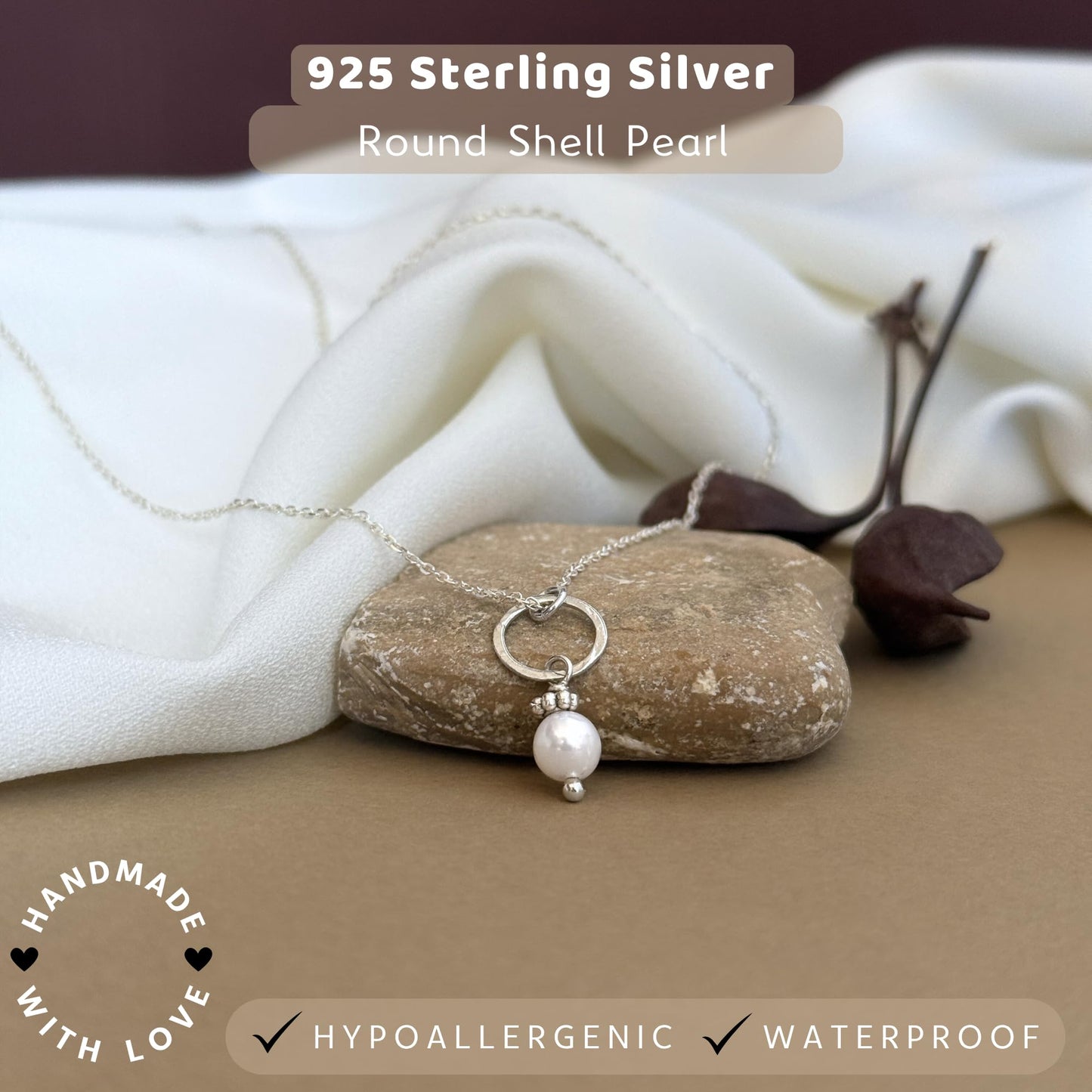 Annika Bella Unique Pearl Necklace, Elegant Charm Necklace, 925 Sterling Silver Chain, Dainty Jewelry for Women, Gift for Her/Girlfriend, Valentine's Day Gifts
