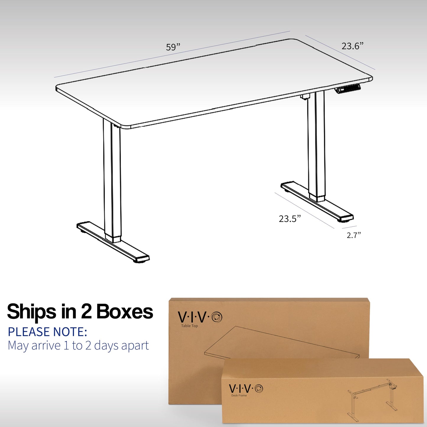 VIVO Electric 60 x 24 in Standing Desk, Memory Height Adjustment, 1B Series, Holds 220 lbs, One-Piece Dark Walnut Top, Black Frame, DESK-KIT-1B6D