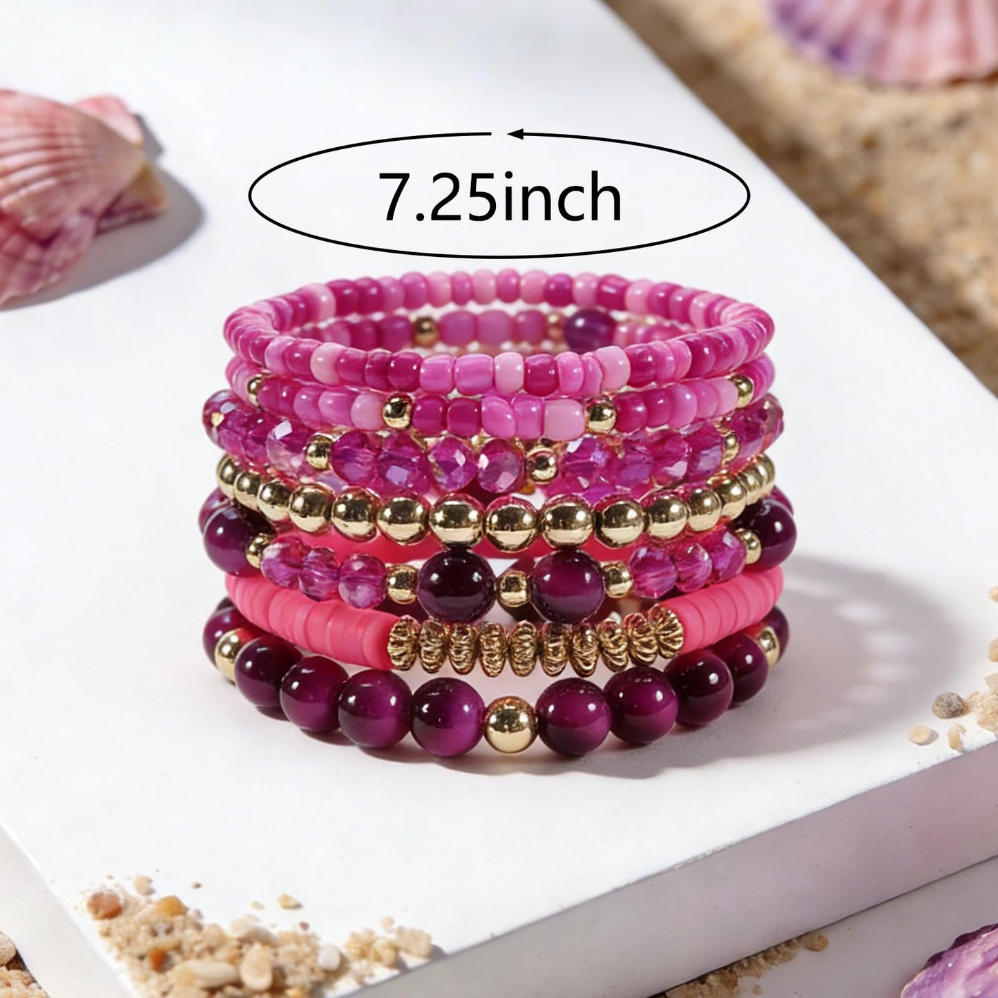 Briutn Stackable Beaded Bracelet for Women Stretch Boho Bracelet Summer Beach Jewelry