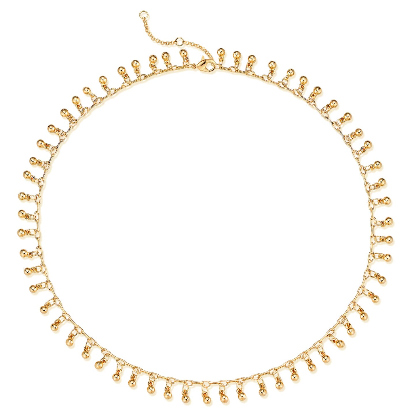 MTMY Beads Choker Necklace,14K Gold Plated Dainty Beaded Chain Choker Necklace Delicate Fashion Jewelry Gift for Women(little bell)