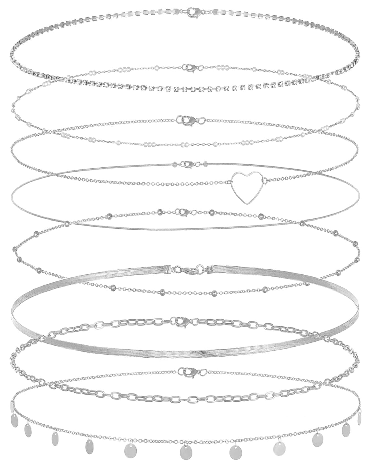 Tornito 8Pcs Waist Belly Chain CZ Heart Pearl Snake Bead Sequin Paperclip Belly Chain Summer Beach Sexy Body Chains Jewelry Accessories for Women Adjustable