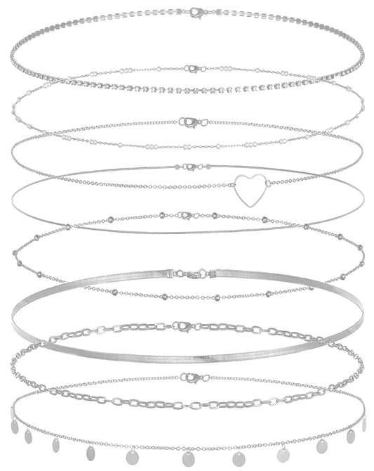 Tornito 8Pcs Waist Belly Chain CZ Heart Pearl Snake Bead Sequin Paperclip Belly Chain Summer Beach Sexy Body Chains Jewelry Accessories for Women Adjustable