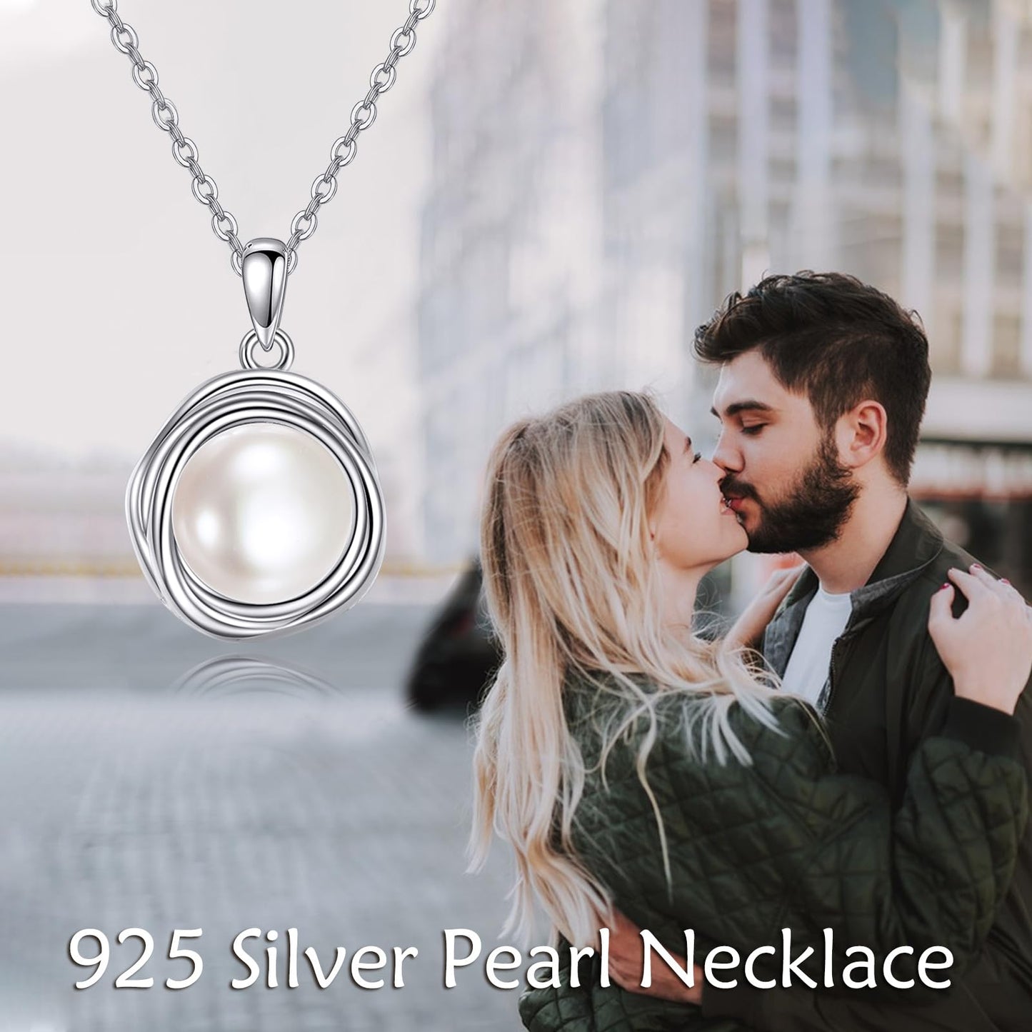 POPLYKE Pearl Necklaces for Women 925 Sterling Silver Single Pearl Necklace Pearl Pendant 8mm Pearl Jewelry Gifts for Mom Wife