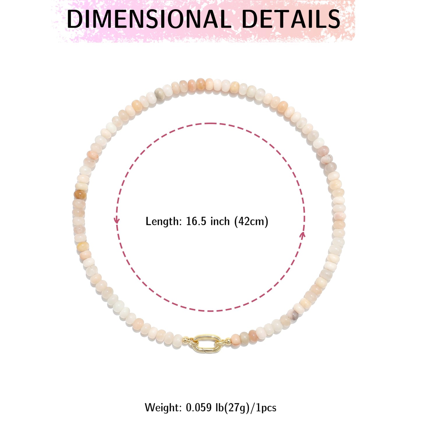 CONRAN KREMIX Beige Stone Beaded Necklace for Women,Natural Stone Bead Choker Necklaces Boho Summer Beach Necklace Gemstone Jewelry Gift for Women
