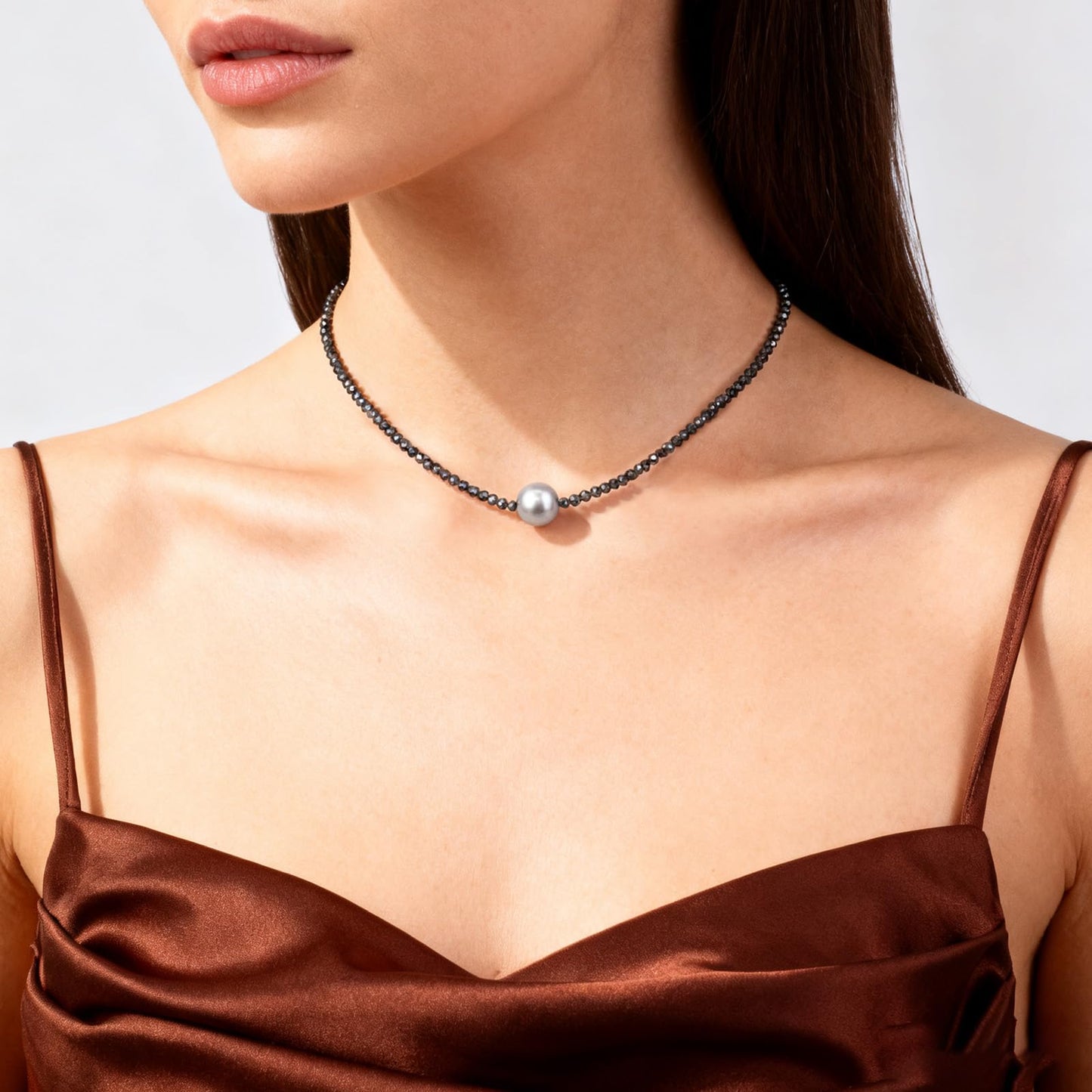 Single Pearl Necklace for Women Dainty Pearl Pendant Necklace Natural Gemstone Beaded Choker Necklaces, 11-12mm Round Freshwater Pearl Drop Necklace Handmade Jewelry Gift Valentines Anniversary Christmas