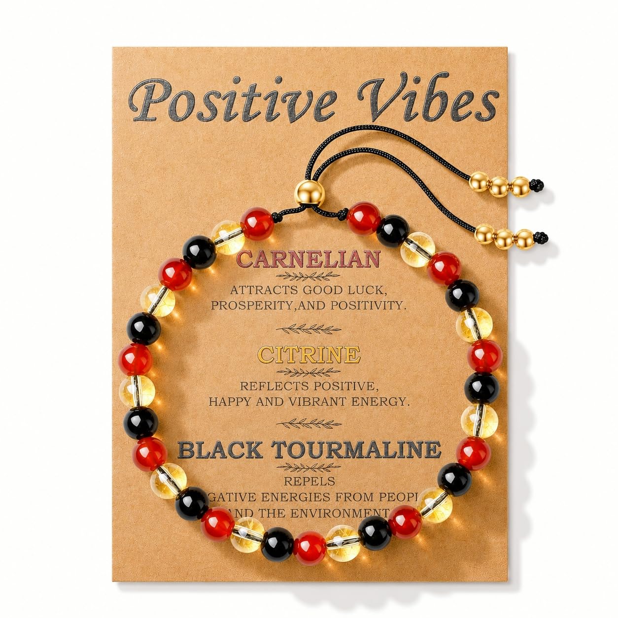 NUKAYAI Inspirational Gifts Bracelets for Women Healing Natural Stone Carnelian Citrine Black Tourmaline Bracelets Best Friend Bestie Birthday Mother Day Get Well Soon Gifts for Women Positive Vibes