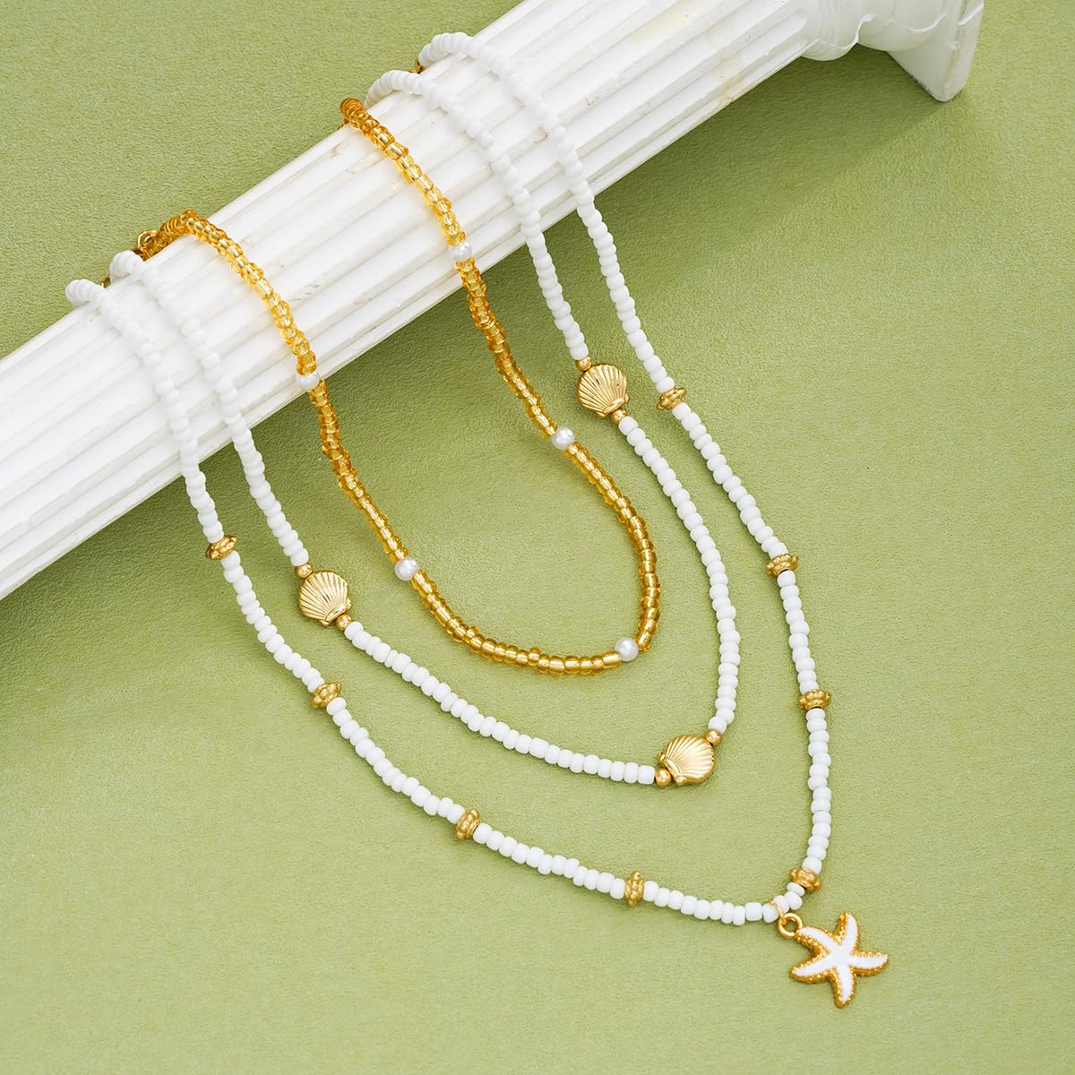 Seashell Necklace Beach Jewelry for Women Starfish Fish Necklace Boho Pearl Choker Sea Shell Necklaces for Women Beach Necklaces Summer Vacation Jewelry (Style5)