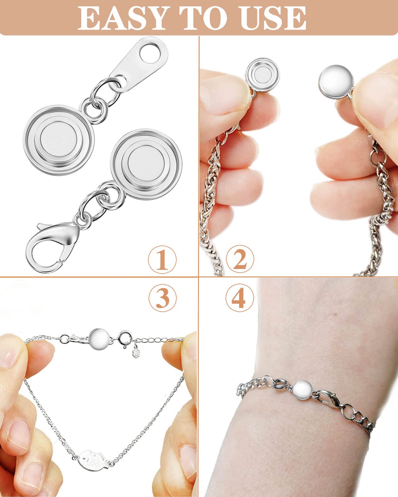 Dailyacc Magnetic Necklace Clasps and Closures - Round Bracelet Extender Clasps for Jewelry Making