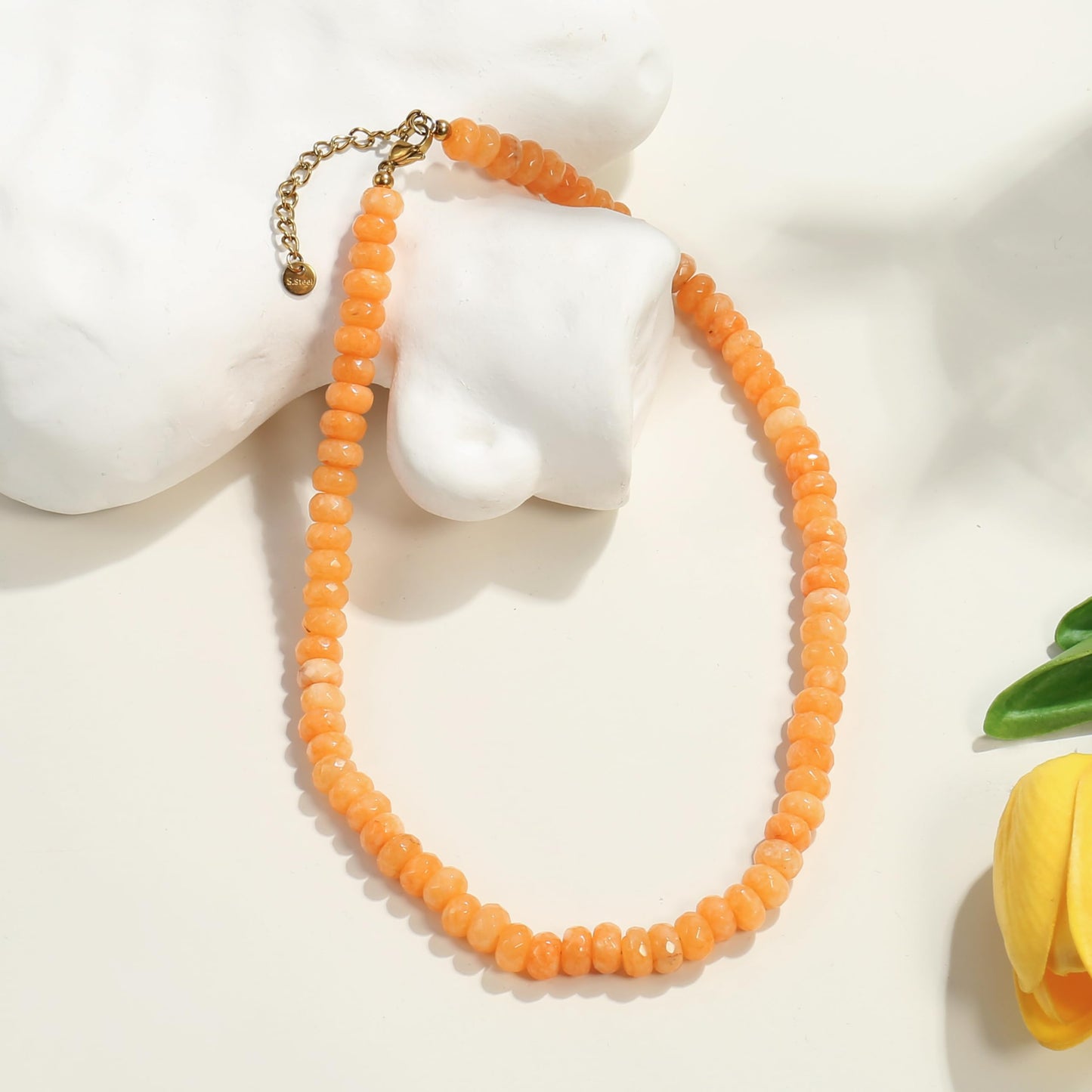 Badu Yellow Gemstone Beaded Necklace for Women Natural Stone Bead Beach Choker Necklace Fashion Trendy Jewelry Gifts
