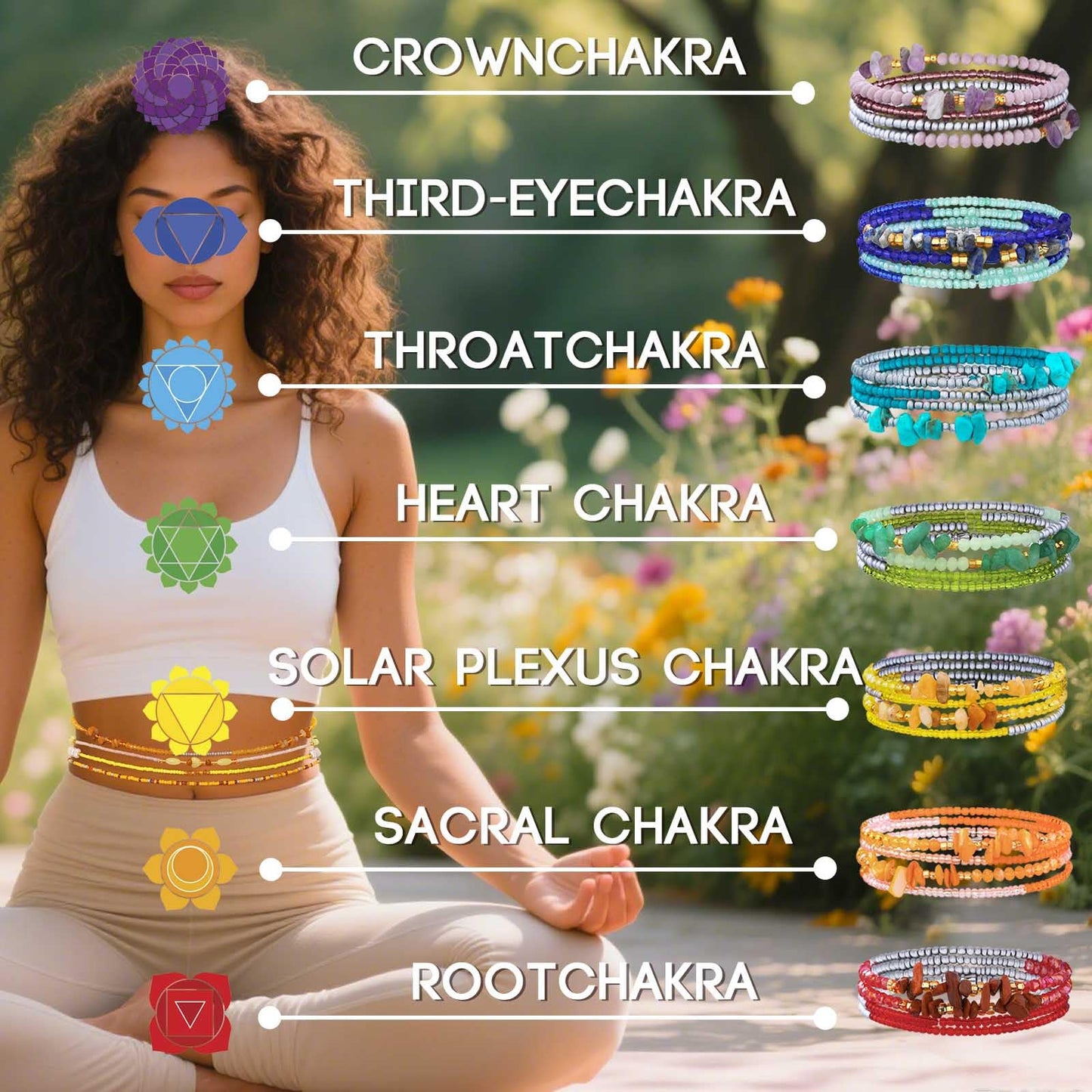 ELABEST Adjustable Handmade Waist Beads Stretchy 23-52 inch 8Pcs Chakra Body Belly Beaded Women Waist, Anklet, Bracelet, Necklace Jewelry with Screw clasp (Yellow, 39.3inch/100cm)