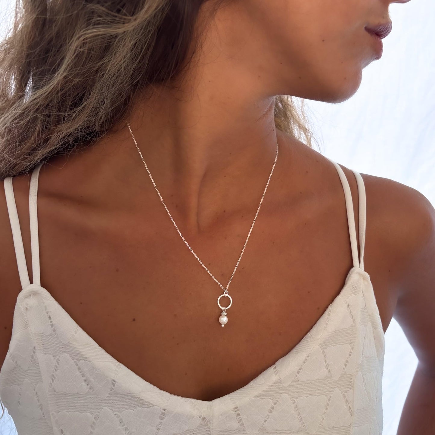 Annika Bella Unique Pearl Necklace, Elegant Charm Necklace, 925 Sterling Silver Chain, Dainty Jewelry for Women, Gift for Her/Girlfriend, Valentine's Day Gifts