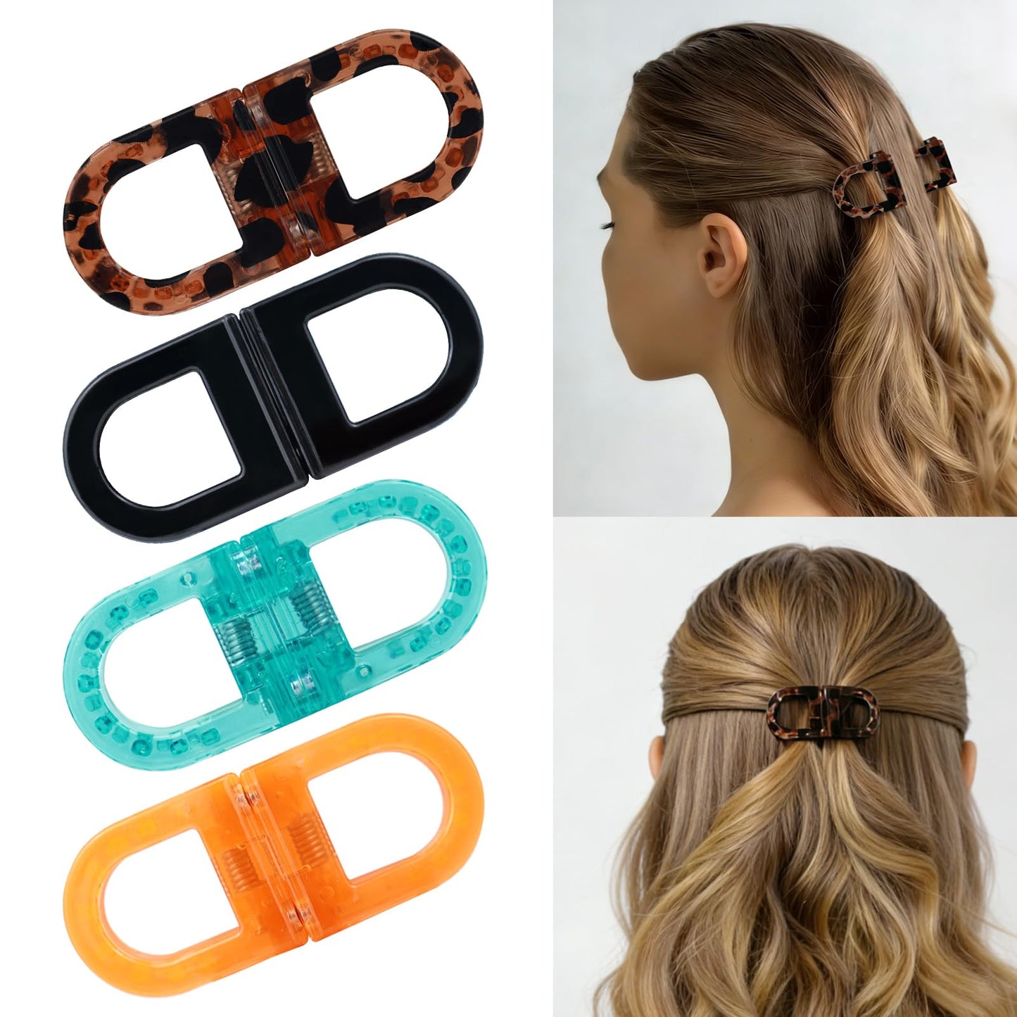 LIHELEI Magnetic Hair Clips, Seamless 2-in-1 Design Strong Hold No-Slip Hair Styling Clips for Women, DIY Cute Magnetic Seamless Hairstyling Accessories (4pcs)