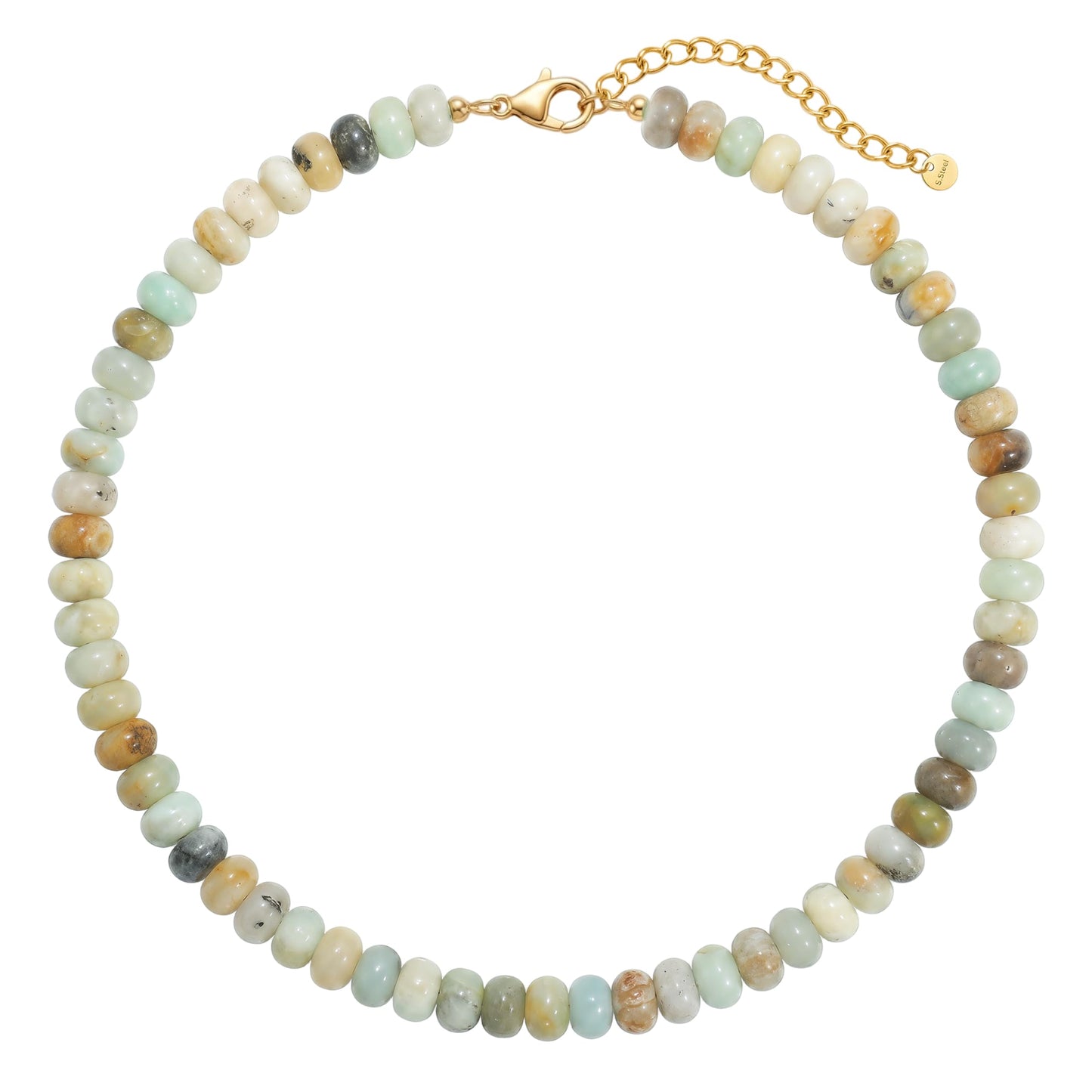 Badu Teal Gemstone Beaded Necklace for Women Natural Stone Bead Beach Rainbow Choker Necklace Fashion Trendy Jewelry Gifts