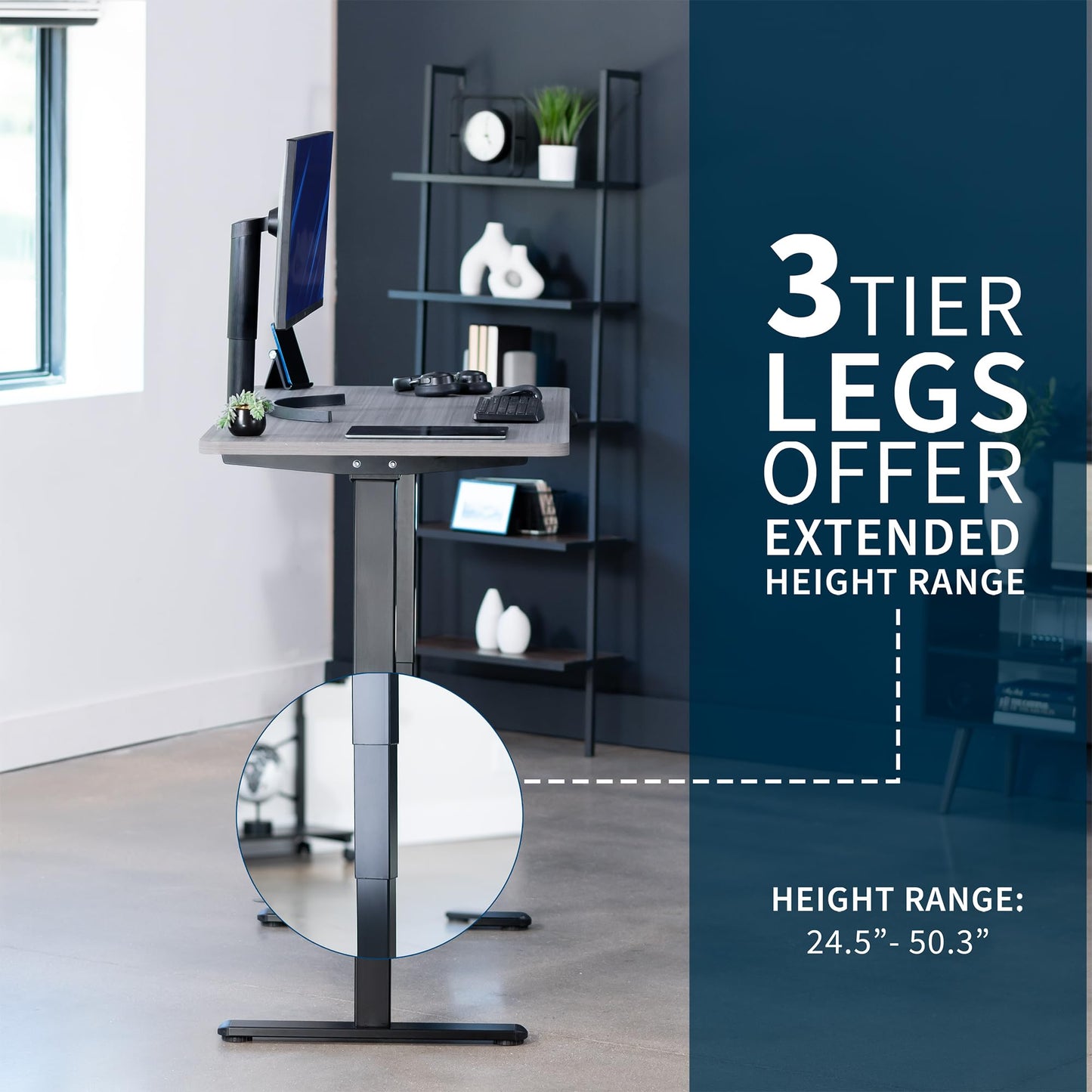 VIVO Electric 55 x 28 in Dual Motor Sit Stand Desk, Memory Height Adjustment, 2B Series, Dark Gray Top Black Frame, DESK-KIT-2B55G