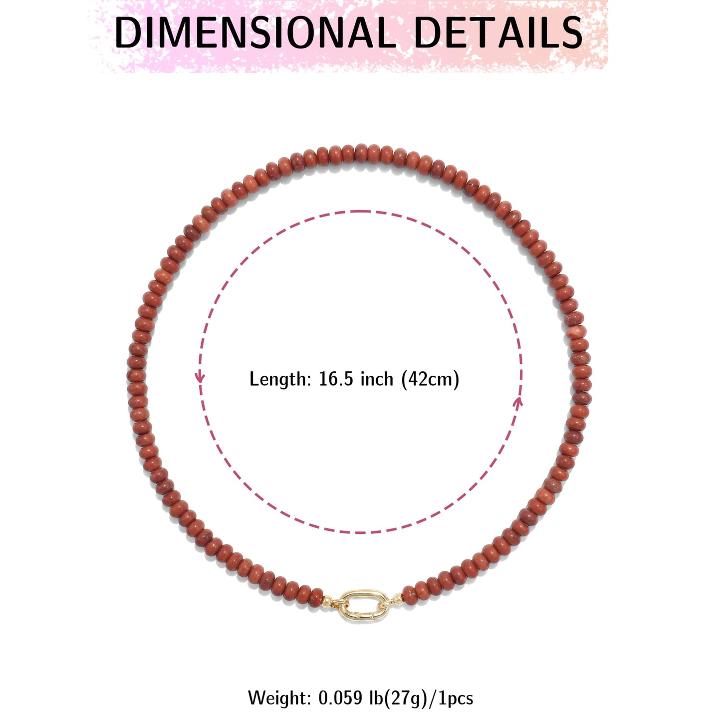 CONRAN KREMIX Brick Red Stone Beaded Necklace for Women,Natural Stone Bead Choker Necklaces Boho Summer Beach Necklace Gemstone Jewelry Gift for Women