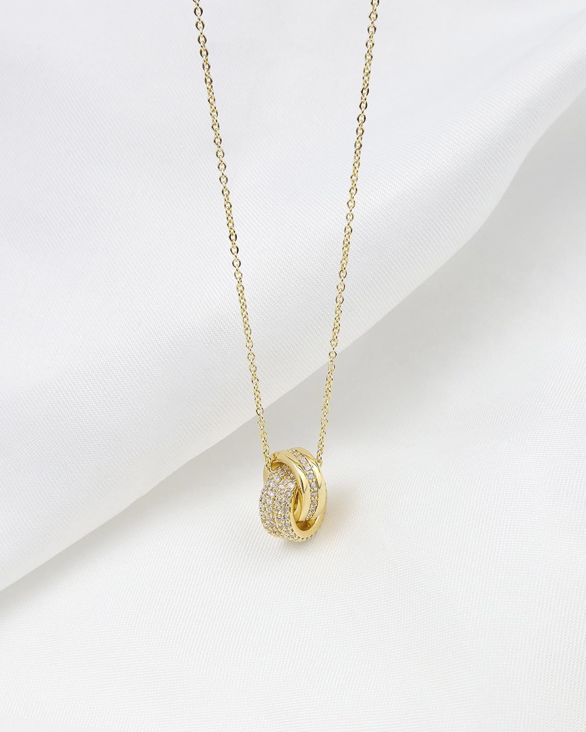 JA.S.JR 14K Gold Plated CZ Minimalist Dainty Pendant Necklace | Gold Necklace for Women | Daily Wear Gold Jewelry