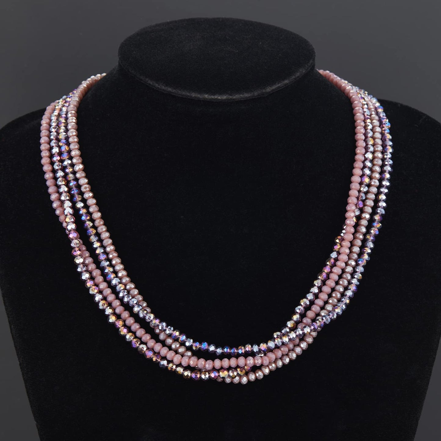 Noessla Multi-layer Crystals Beaded Choker Necklace for Women Colorful Boho Statement Necklace Trendy Costume Party Jewelry Mothers day Gifts for Mom(29-Purple)
