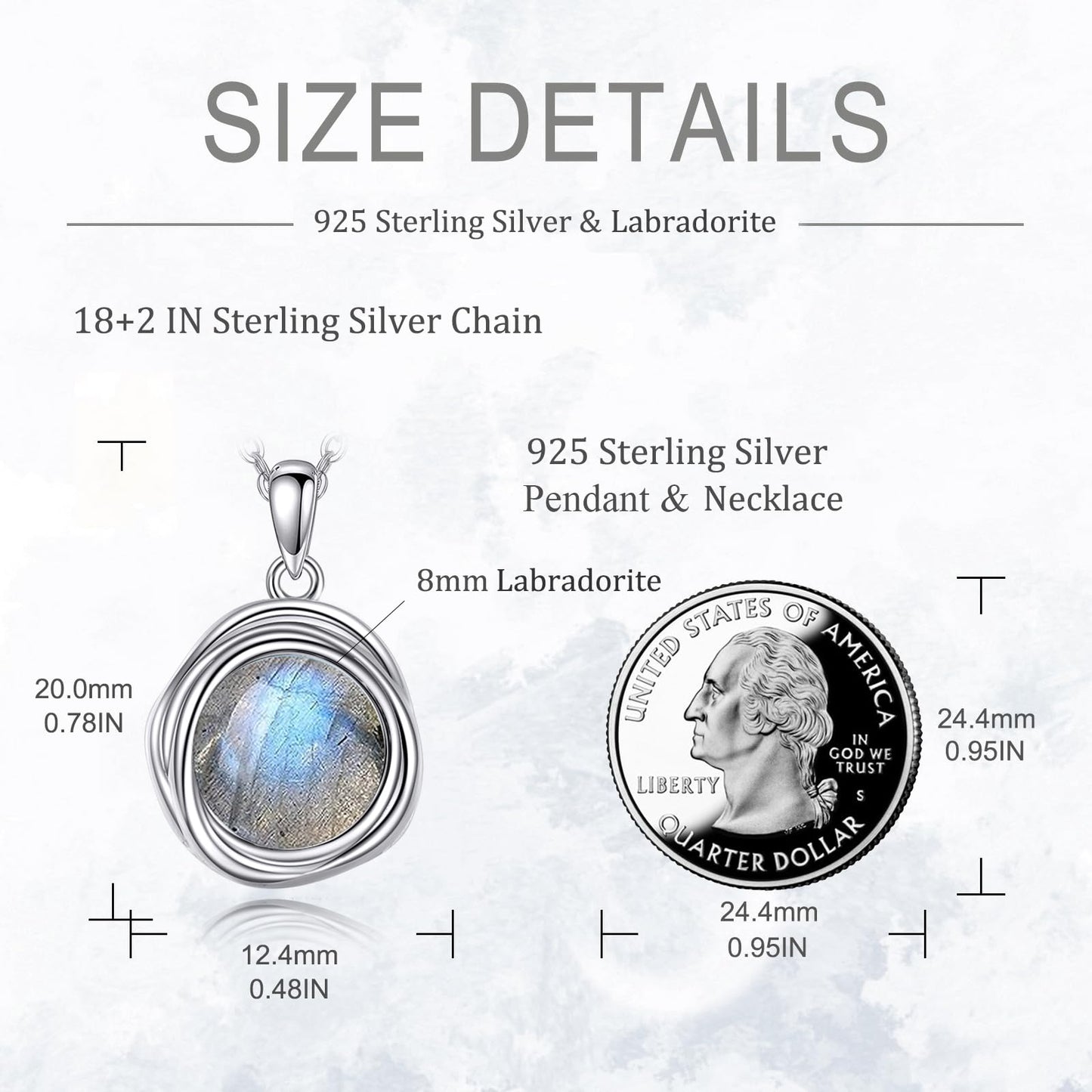 POPLYKE Labradorite Necklace for Women 925 Sterling Silver Labradorite Jewelry Gifts for Her