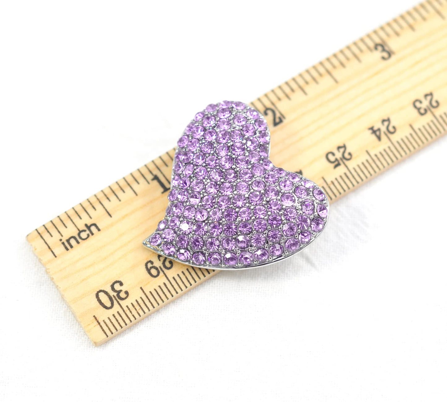 Gyn&Joy Womens Bridal Purple Crystal Rhinestone Heart Love Brooch Pin
