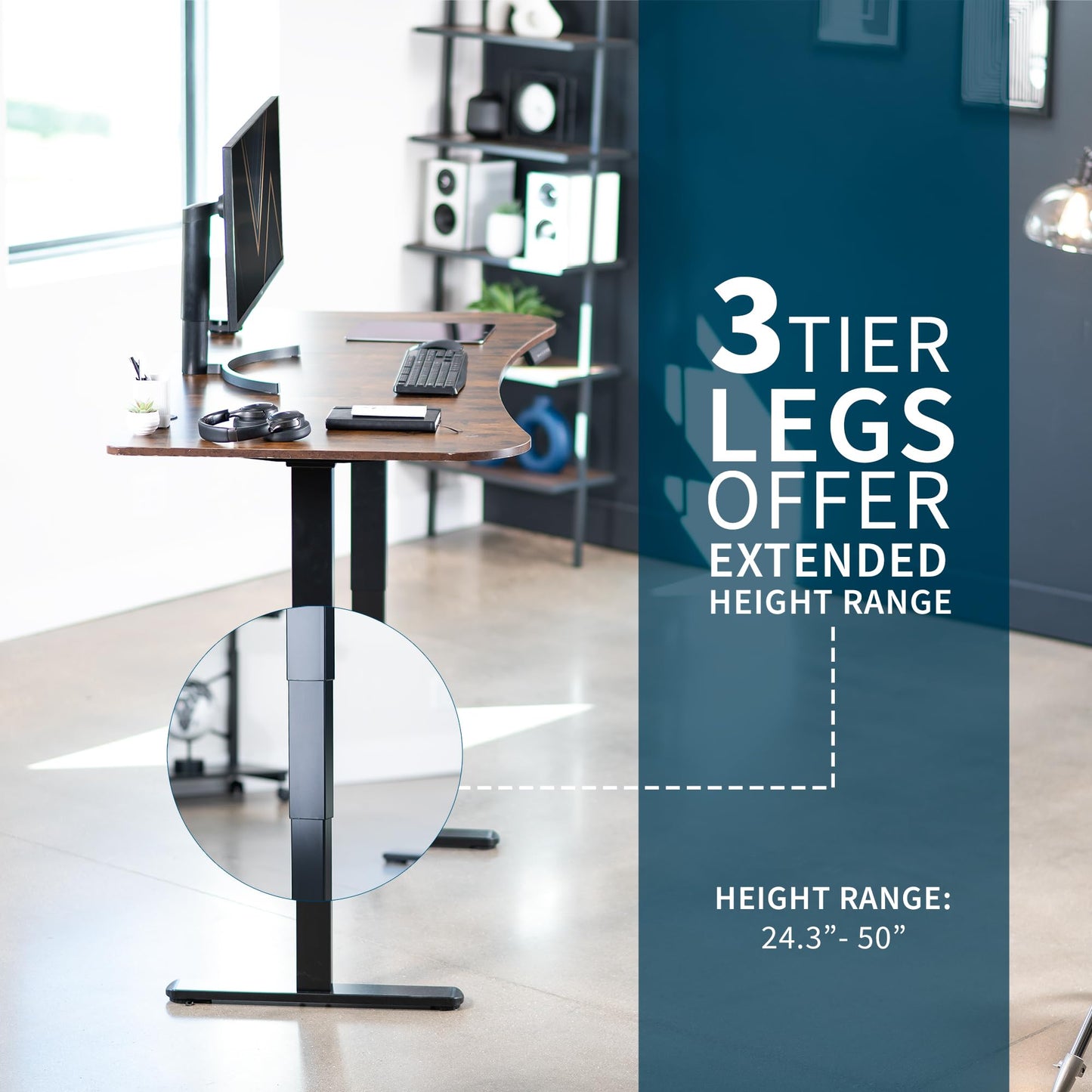 VIVO Electric 63 x 32 in Dual Motor Rustic Standing Desk, Memory Height Adjustment, 2B Series, Vintage Brown Top Black Frame, DESK-KIT-2B1N