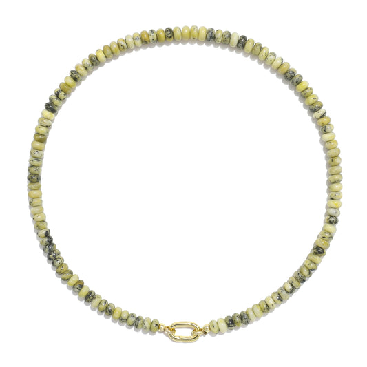 CONRAN KREMIX Yellow Turquoise Stone Beaded Necklace for Women,Natural Gemstone Bead Choker Necklaces Boho Summer Beach Layering Necklace Jewelry Gift for Women