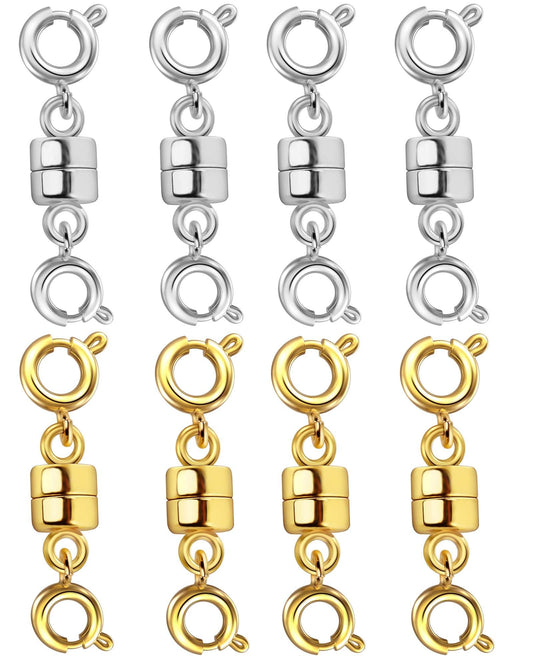 Dailyacc Magnetic Necklace Clasps and Closures, Double Open Bracelet Extender for Jewelry Converters Clasp (14k Gold, Silver)