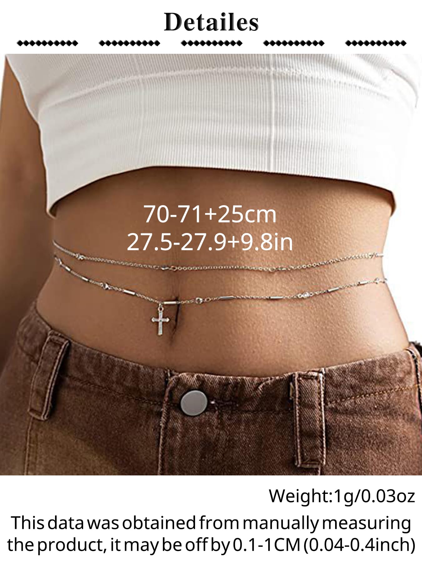 Longita Layered Belly Chain Silver Waist Chain for Women Cross Waist Jewelry for Women Silver Belly Chains Summer Stomach Jewelry Trendy Simple Sexy Body Chains Non Tarnish Waterproof Plus Size