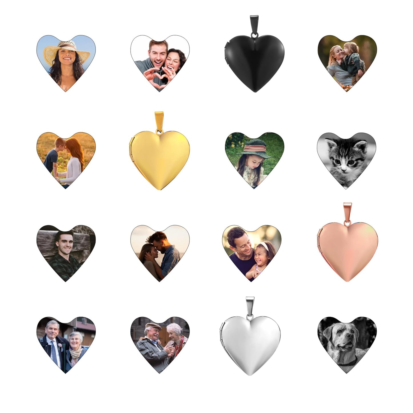 PHOCKSIN Gold Heart Lockets Necklace for Girlfriend Locket Necklaces that Holds 2 Pictures Memorial Lockets for Women