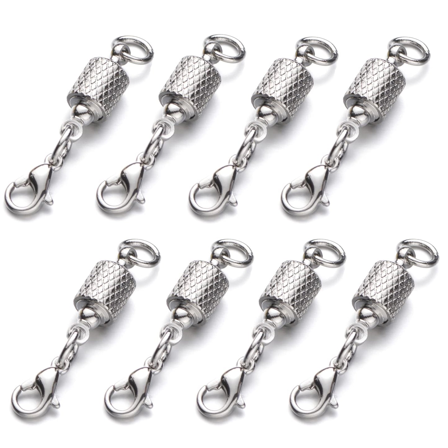 Zpsolution Locking Magnetic Clasps for Jewelry Easy Necklace Clasp 8PCS Silver