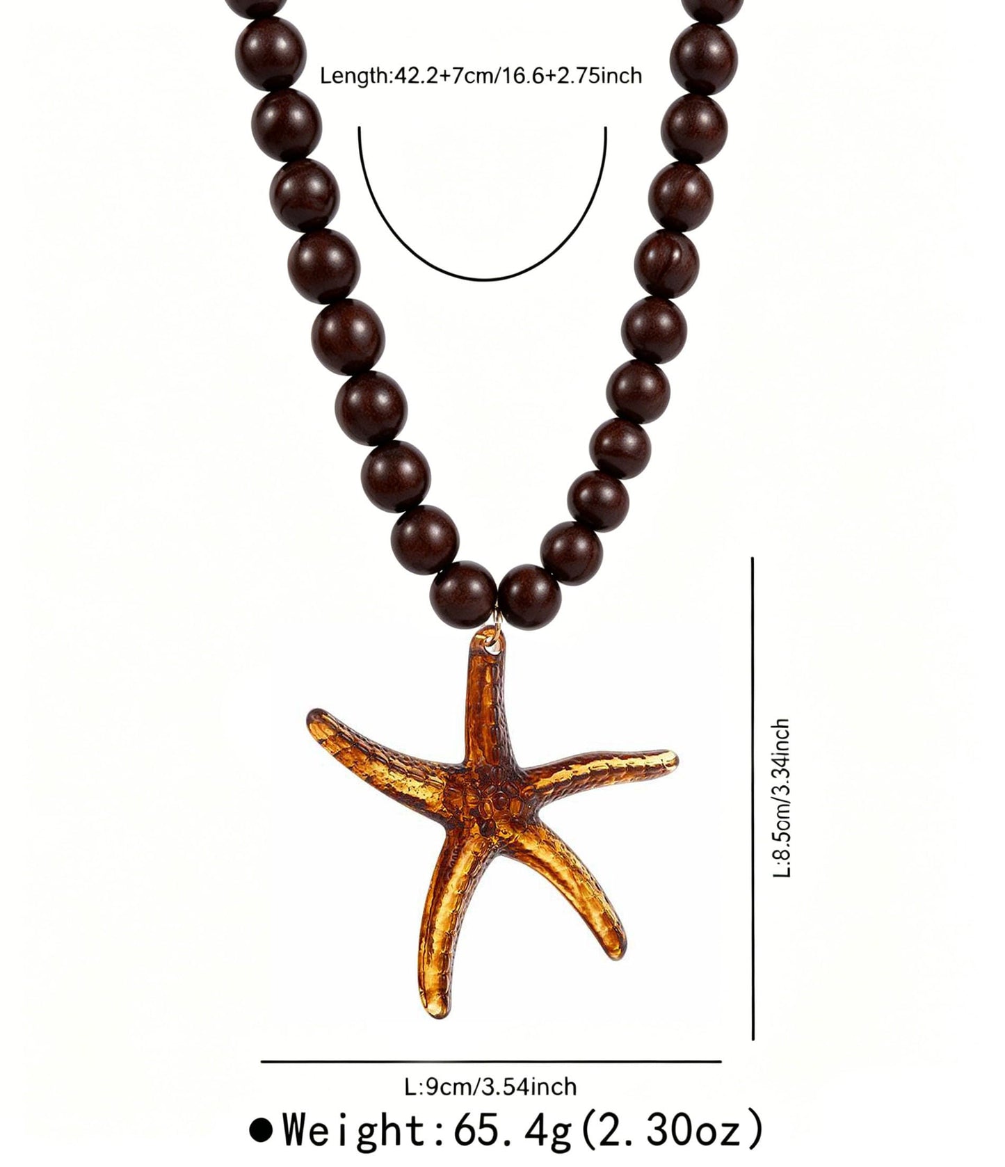 CXENSJH Chunky Beaded Starfish Necklace for Women Boho Colorful Summer Acrylic Choker Beach Chain Necklace Beads Trendy Chunky Jewelry（amber）