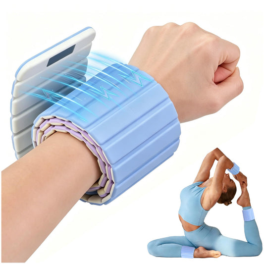 BECOJADDE Wrist Weights Ankle Weights for Women 1 Pair (1.1 lb Each) Silicone Magnetic Leg Arm Weighted Bracelet for Home Yoga Pilates Gym Workout Walking Jogging, Blue Cream