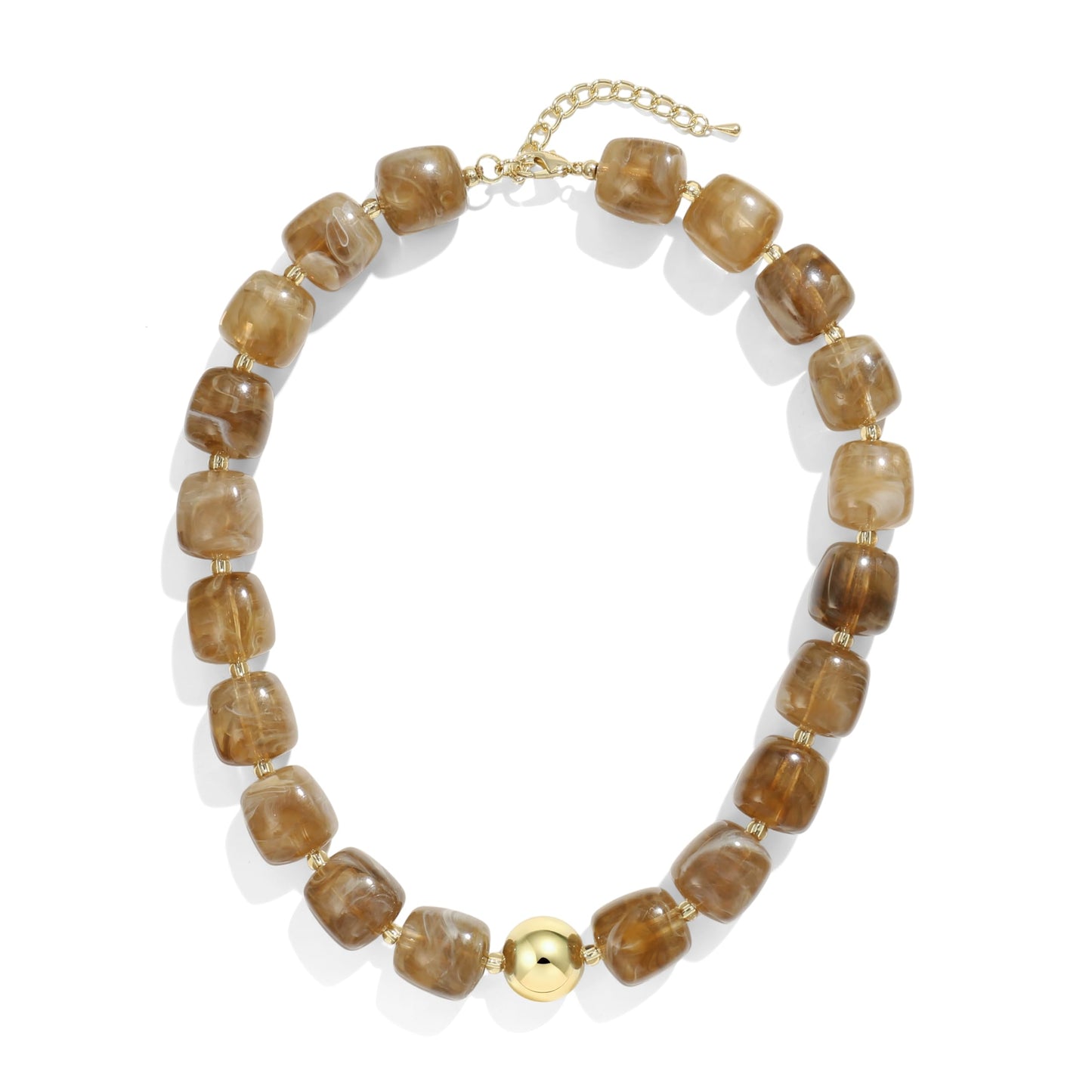 BREPINE Smoky Yellow Chunky Necklaces for Women Multicolored Large Square Resin Beads Necklace Trendy Bold Statement Beaded Summer Candy jelly Vacation Choker