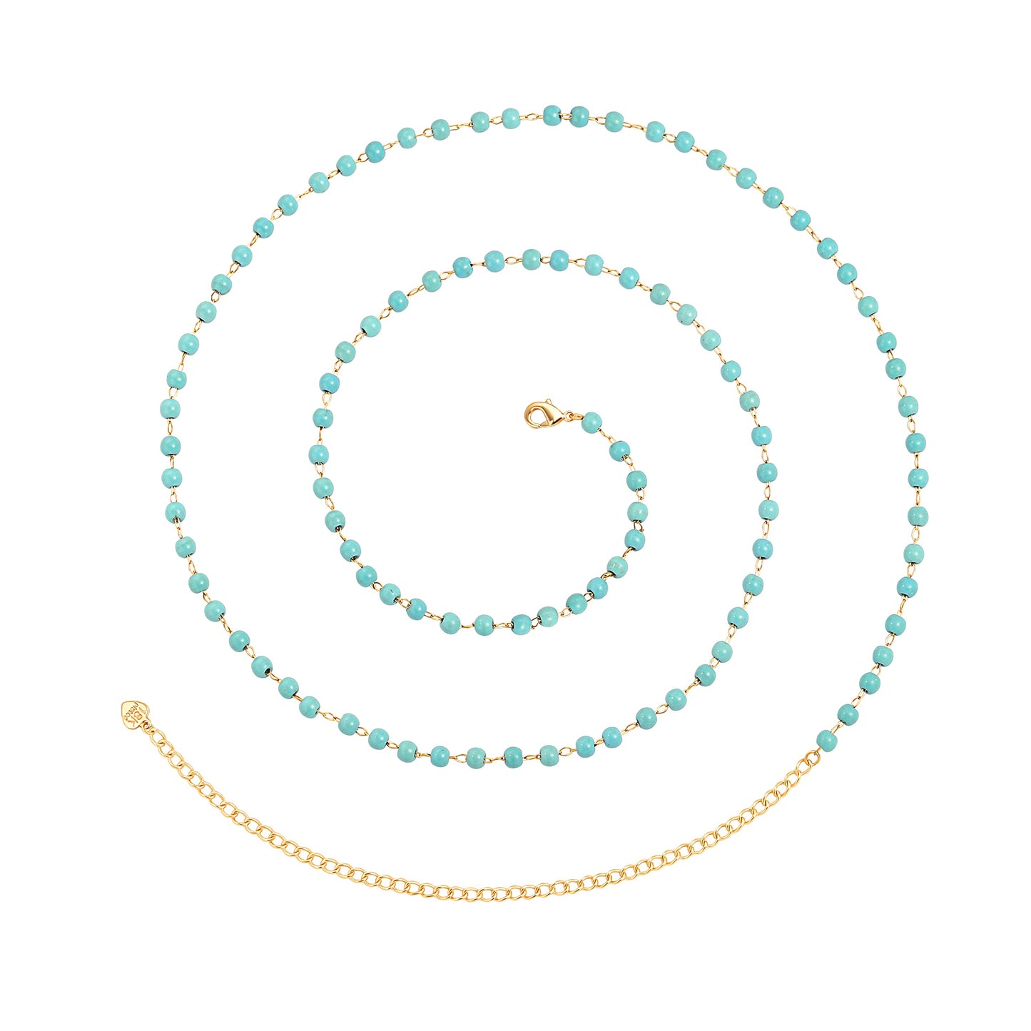 PEALRLAFDA Turquoise Waist Beads, Turquoise Belts for Women, 18k Gold Plated Sexy Beach Bikini Body Chain, Turquoise Body Jewelry for Women