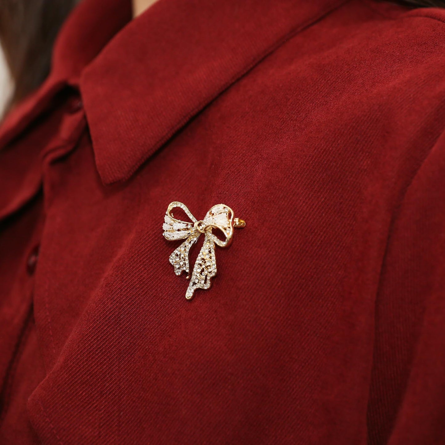 Vancy Utopia Rhinestone Bow Brooch Crystal Bowknot Brooches for Women Brooch Pin Wedding Fashion Jewelry Accessories,Women Gift