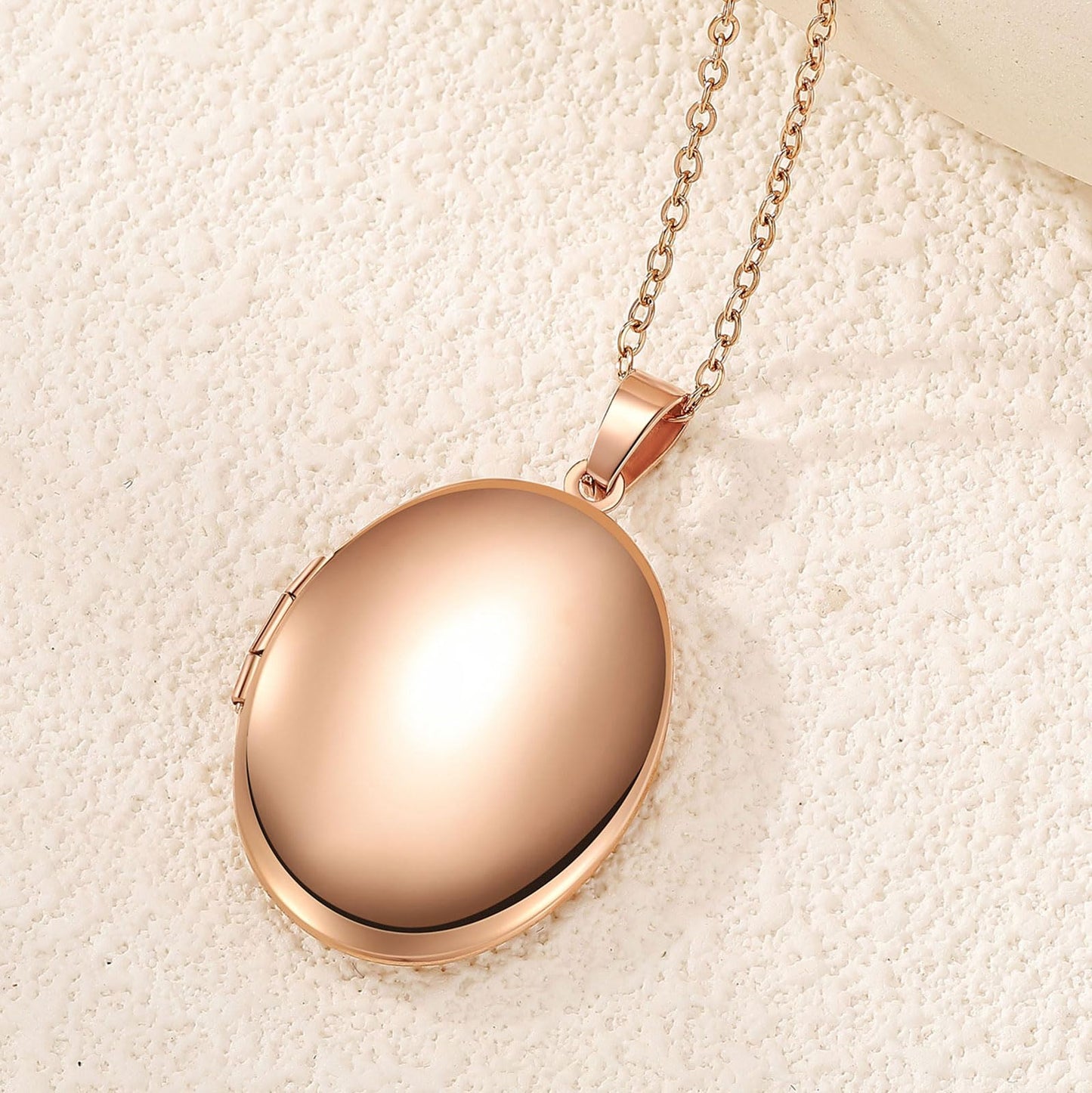 PHOCKSIN Rose Gold Oval Locket Necklace For Women Locket Necklace that Hold Pictures For Girlfriend Best Gifts for Birthday Mothers Day
