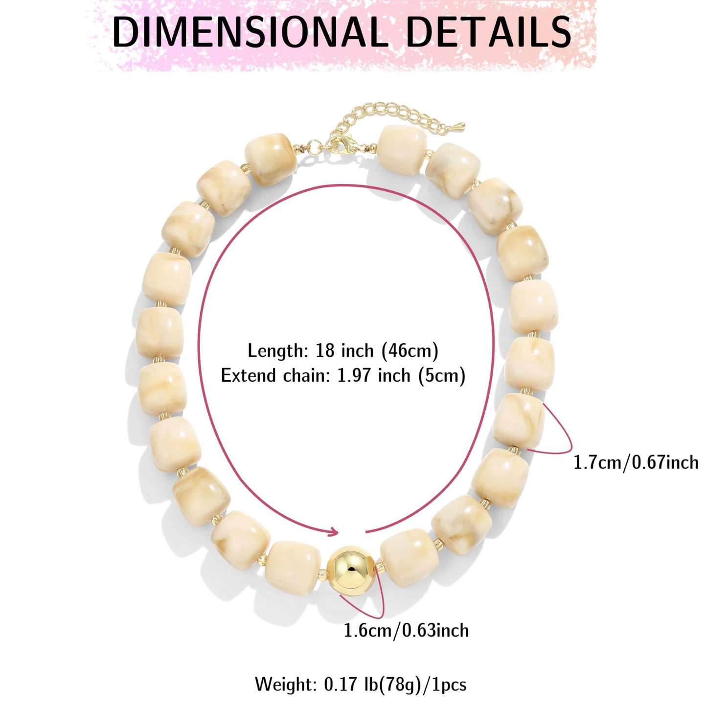 BREPINE Off-White Chunky Necklaces for Women Multicolored Large Square Resin Beads Necklace Trendy Bold Statement Beaded Summer Candy jelly Vacation Choker