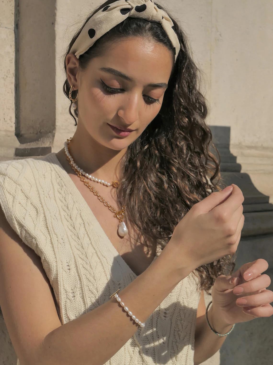 Large Baroque Pearl Pendant Necklace, 18k Gold Plated Chunky Chain Link Necklace for Women, Statement Necklace with Toggle Clasp