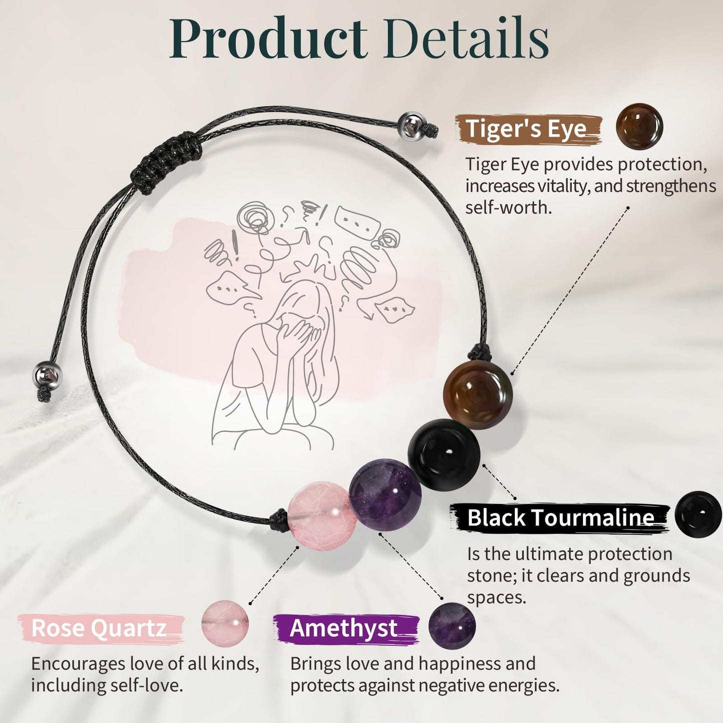 ZOKCC Crystal Healing Bracelets Gifts for Women: Mothers Day Gifts for Mom - Spiritual Natural Stone Empath Protection Bracelets Birthday Graduation Gifts for Friends Sister Mom Daughter