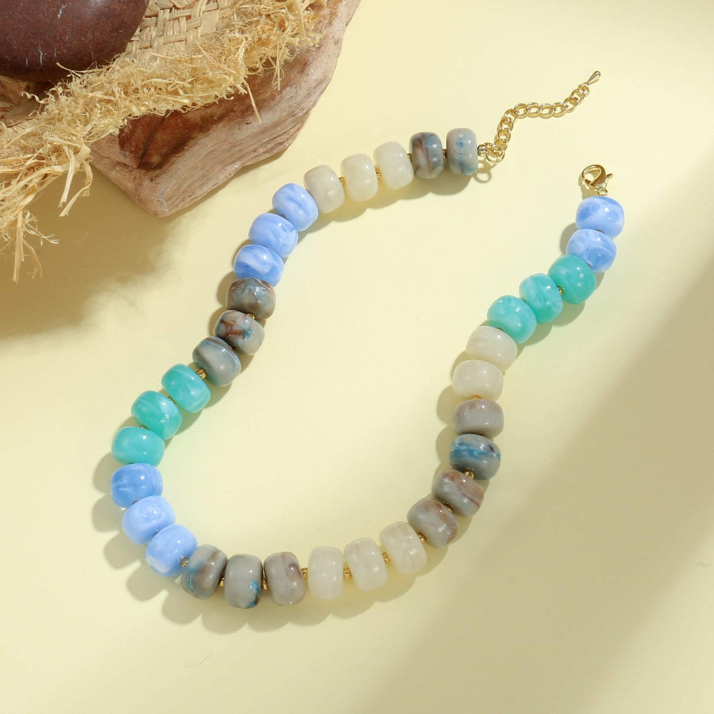 Badu Colorful Chunky Beaded Necklace for Women,Acrylic Bead Choker Statement Necklace Cute Trendy Necklaces Jewelry Gifts