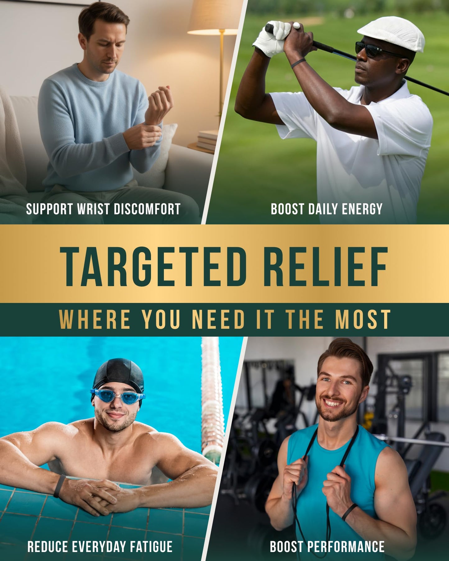 MagnetRX® Magnetic Sports Bracelet for Men – Ultra Strength Magnetic Balance Bracelet for Men & Women with Adjustable Clasp – Waterproof & Sweatproof Silicone Golf Bracelets for Everyday Wear
