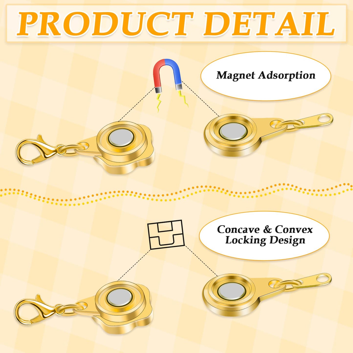Paxcoo 12Pcs Magnetic Necklace Clasps and Closures, Locking Magnetic Jewelry Clasps, Magnetic Necklace Extender, Necklace Clasp Helper for Necklaces, Bracelets and Jewelry