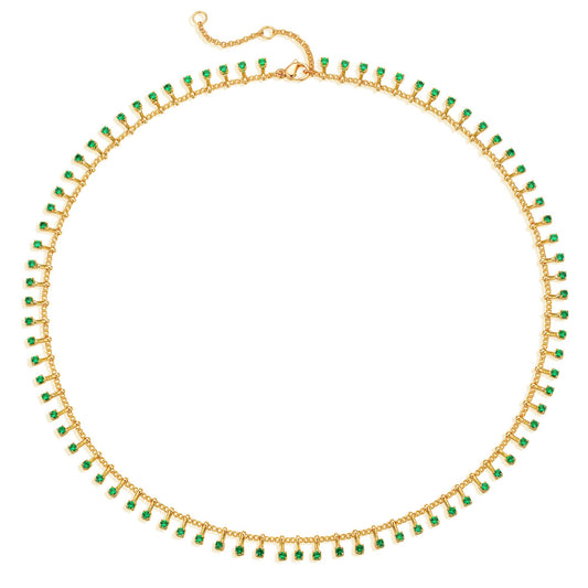 MTMY Beaded Necklace for Women 14K Gold Plated Dainty Colorful Beaded Pearl Choker Necklace Delicate Boho Choker Necklace Jewelry Gift (Green)