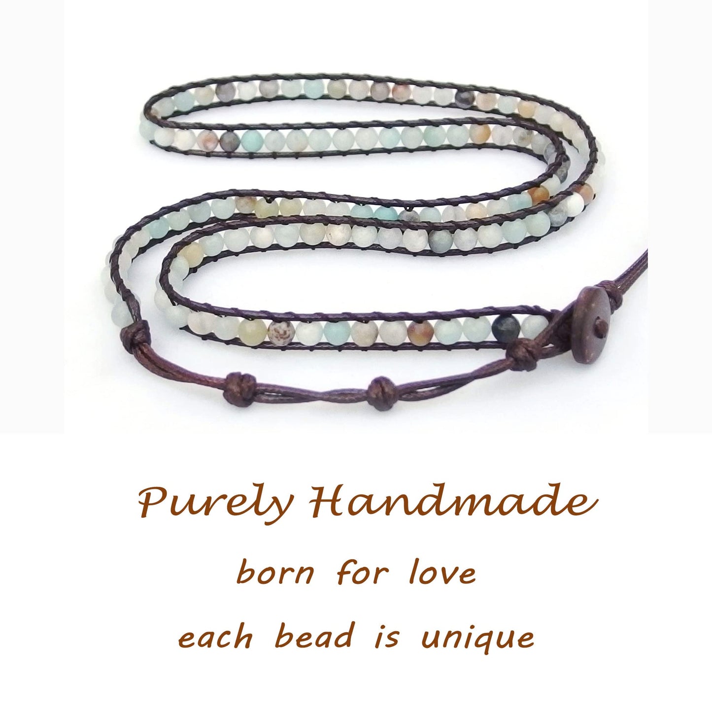 Ayriwoyi Boho Bracelets For Women Amazonite Bracelet Wrap Bracelet for Women Natural Stone Beaded Bracelet Leather Wrap Bracelets Bohemia Adjustable