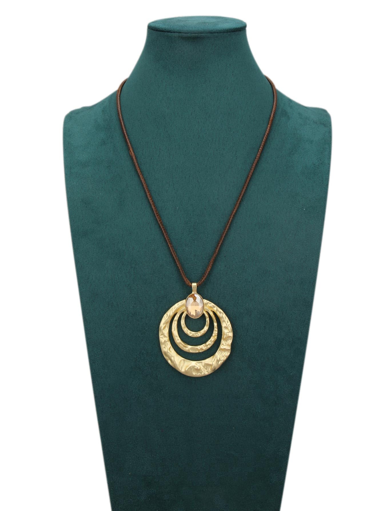 joymiao Boho Pendant Necklace for Women Long Chunky Statement Necklace with Large Gold Pendant Hippie Vintage Jewelry