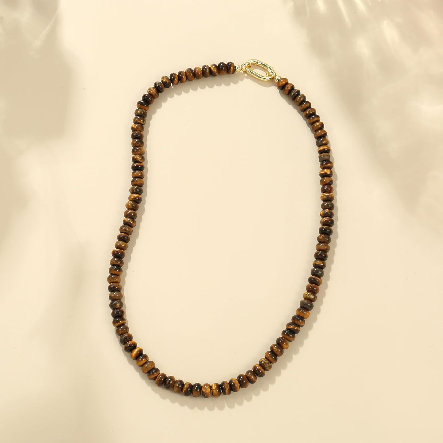 CONRAN KREMIX Tiger Eye Stone Beaded Necklace for Women,Natural Stone Bead Choker Necklaces Boho Summer Beach Necklace Gemstone Jewelry Gift for Women