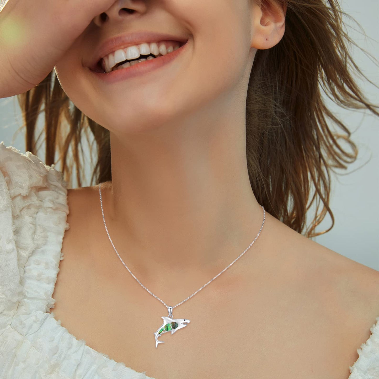 KoyeKei Shark Necklace for Women 925 Sterling Silver Shark Pendant Ocean Necklace Beach Jewelry Graduation Gifts for Mom Wife Sister Girlfriend Shark Lovers