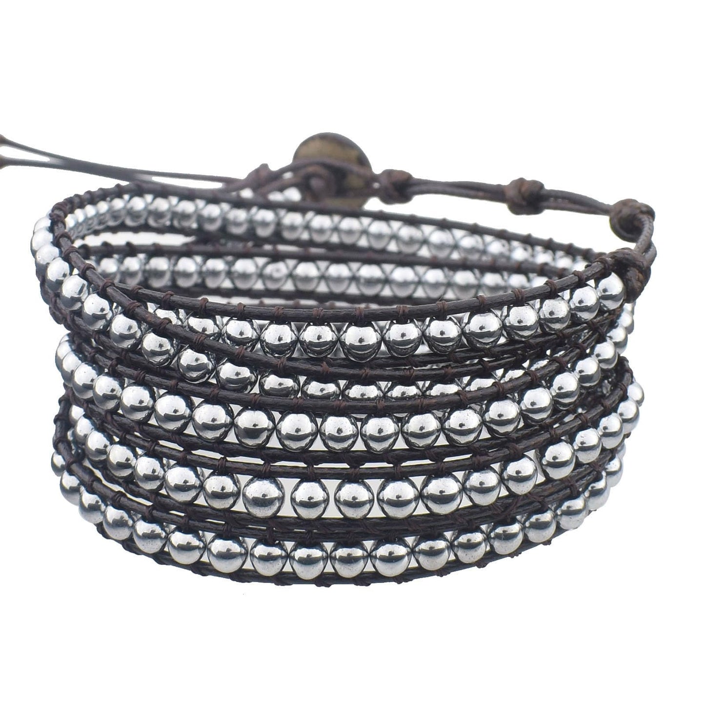 Ayriwoyi Boho Bracelets For Women 5 Wraps Bracelet for Women Men Hematite Beaded Wrap Bracelet for Women Adjustable