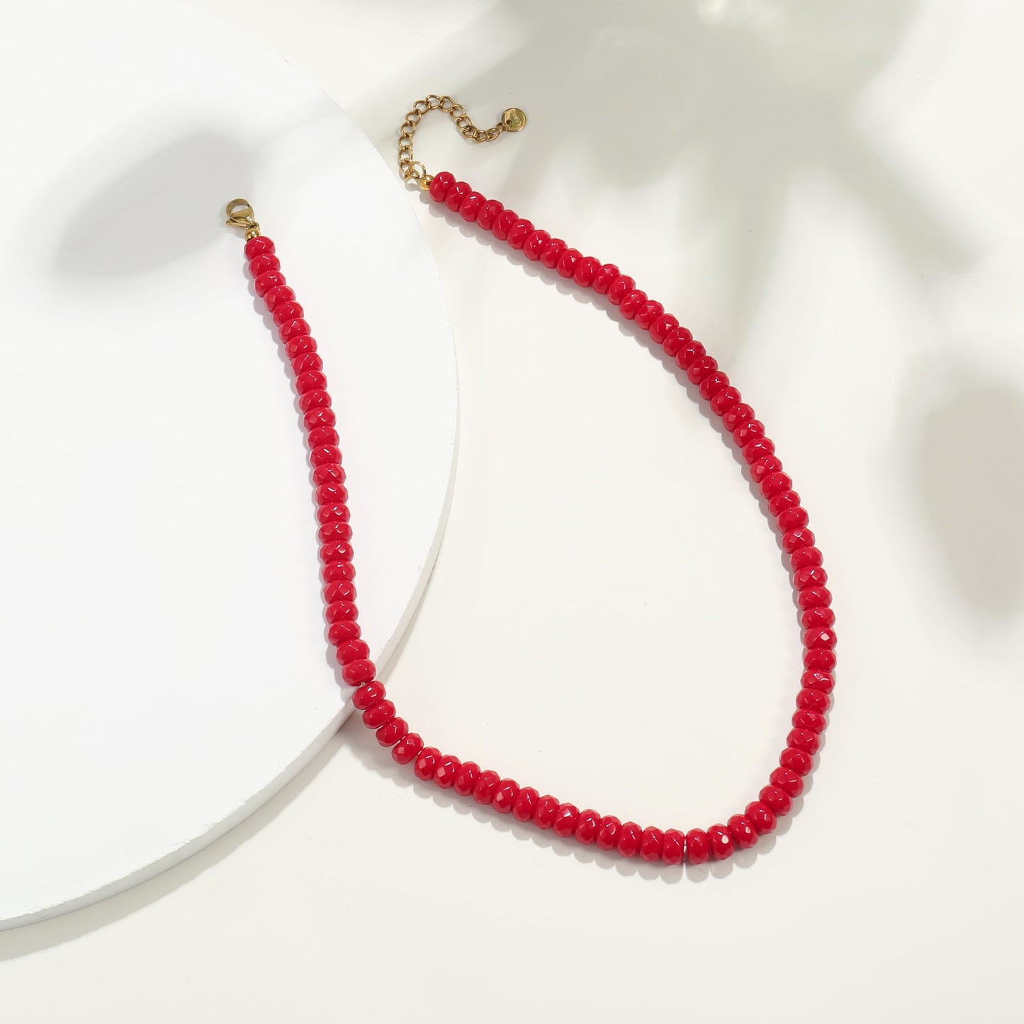 Badu Red Gemstone Beaded Necklace for Women Natural Stone Bead Beach Choker Necklace Fashion Trendy Jewelry Gifts