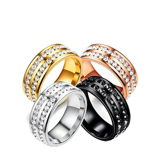 Mengji Life Magtherapy Lymphatic Drainage Titanium Ion Ring, Lymph Nodes Acupuncture Therapy Olux Rhinestones Rings For Women Men Health Calming Jewelry Gifts (G+RG+S+B, 8)