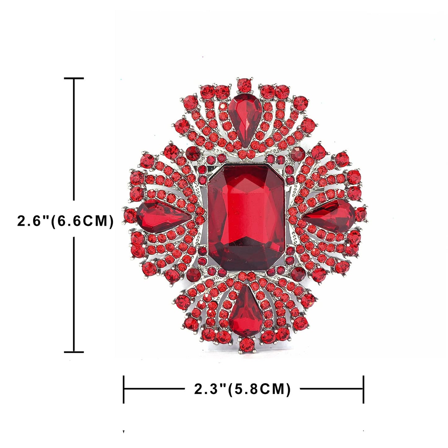 YOQUCOL Vintage Red Austrian Crystal Rhinestone Cross Flowers Shaped Brooch Pin Elegant Jewelry For Women